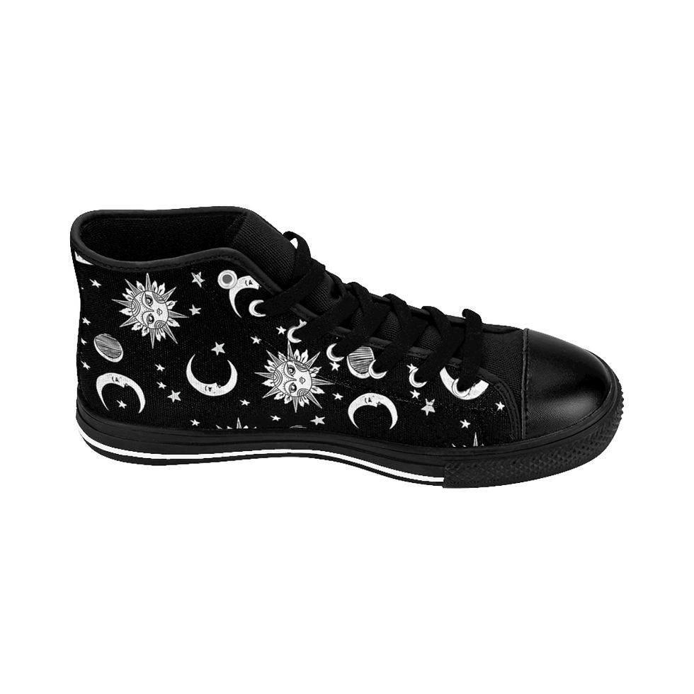 Thumbnail: Women's Black Sun and Moon High-top Sneakers
