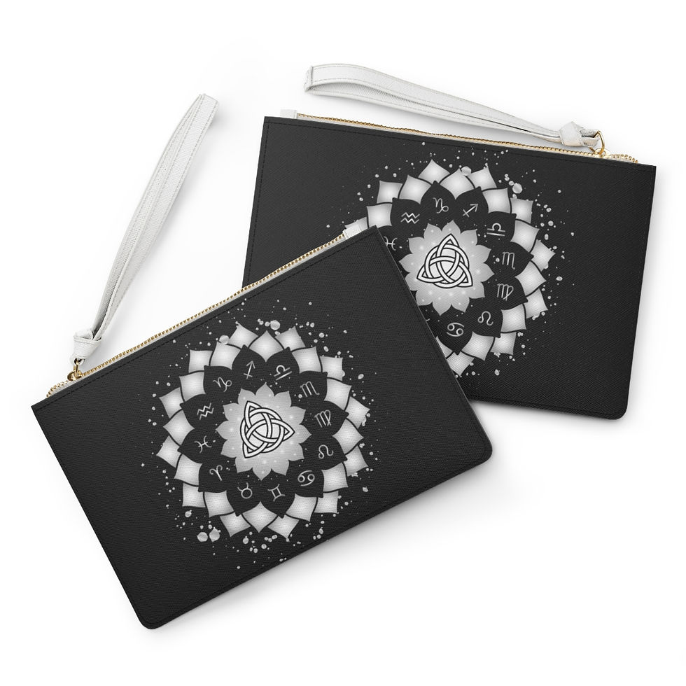 Thumbnail: Triquetra Astrology Zodiac Circle Vegan Leather Clutch Bag