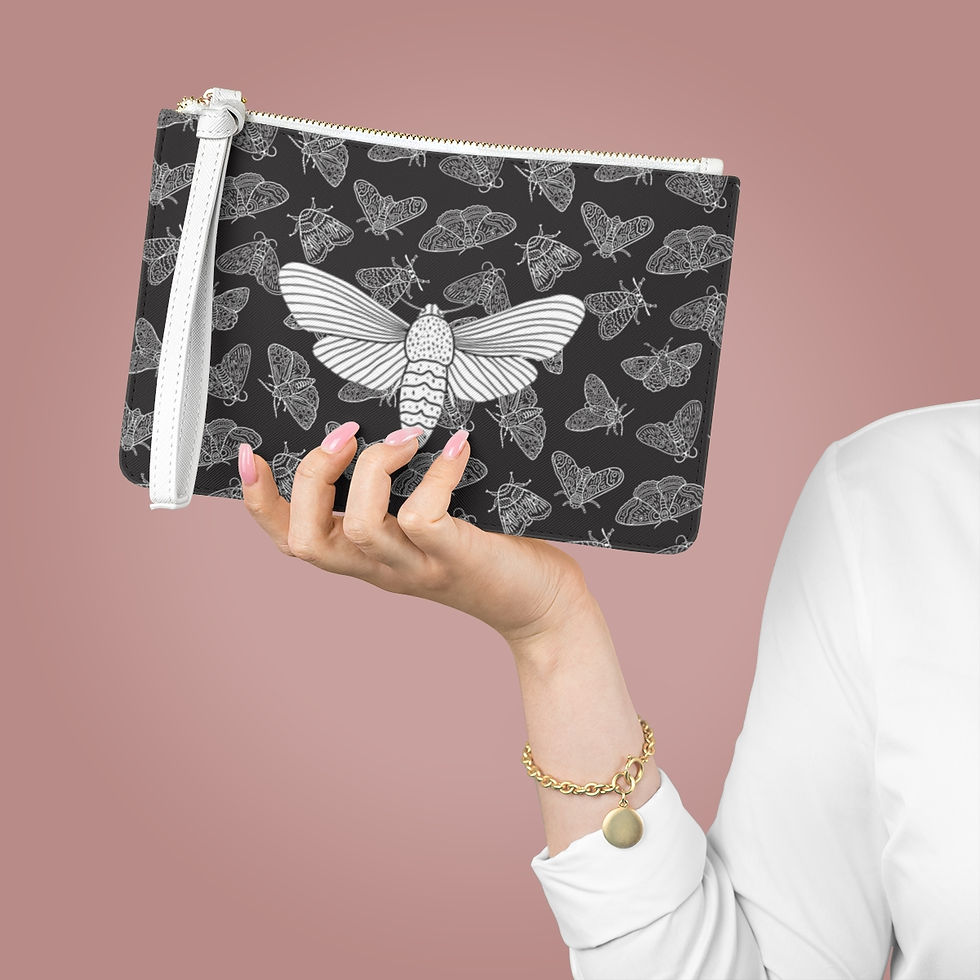 Thumbnail: Moth Print Vegan Leather Clutch Bag