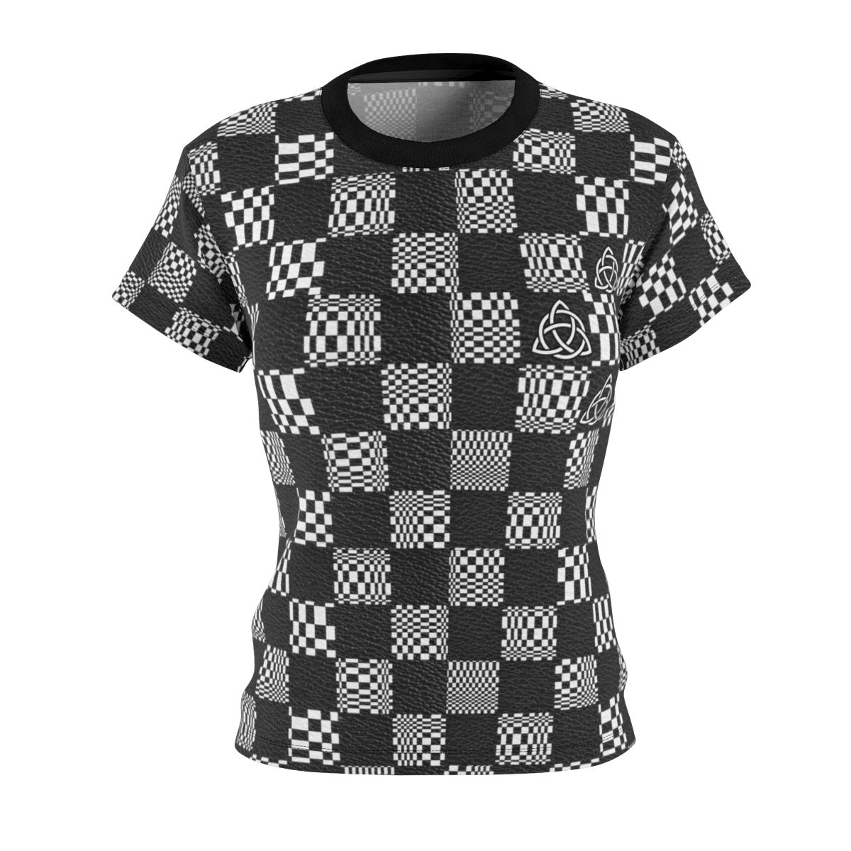 Women's Black White Check Triquetra Tee