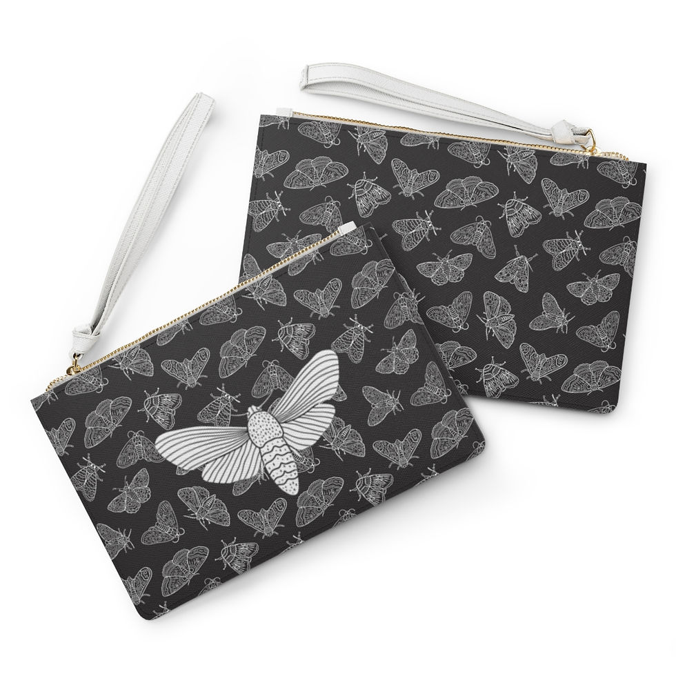 Thumbnail: Moth Print Vegan Leather Clutch Bag