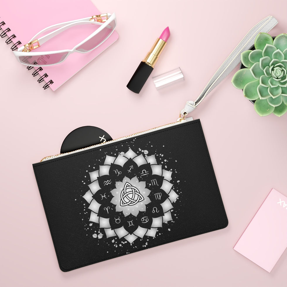 Thumbnail: Triquetra Astrology Zodiac Circle Vegan Leather Clutch Bag