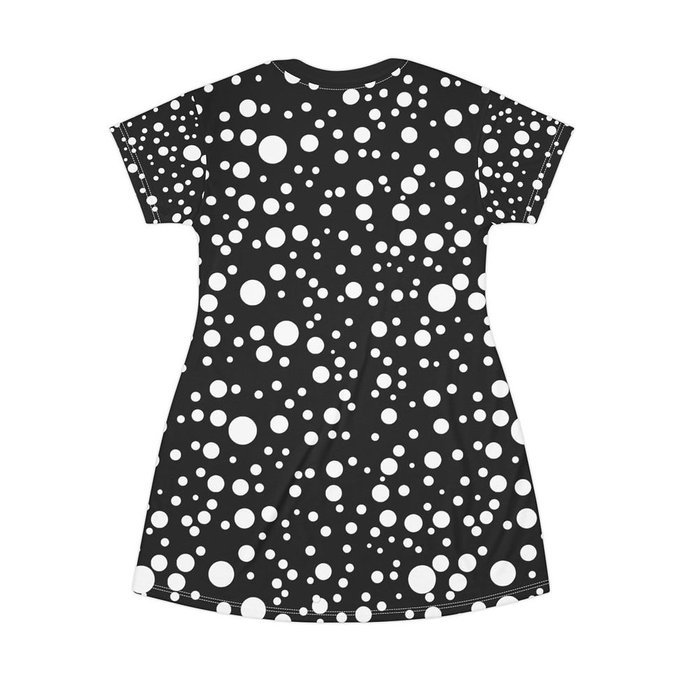 Thumbnail: Polka Dot Skull and Rose Print T-Shirt Dress