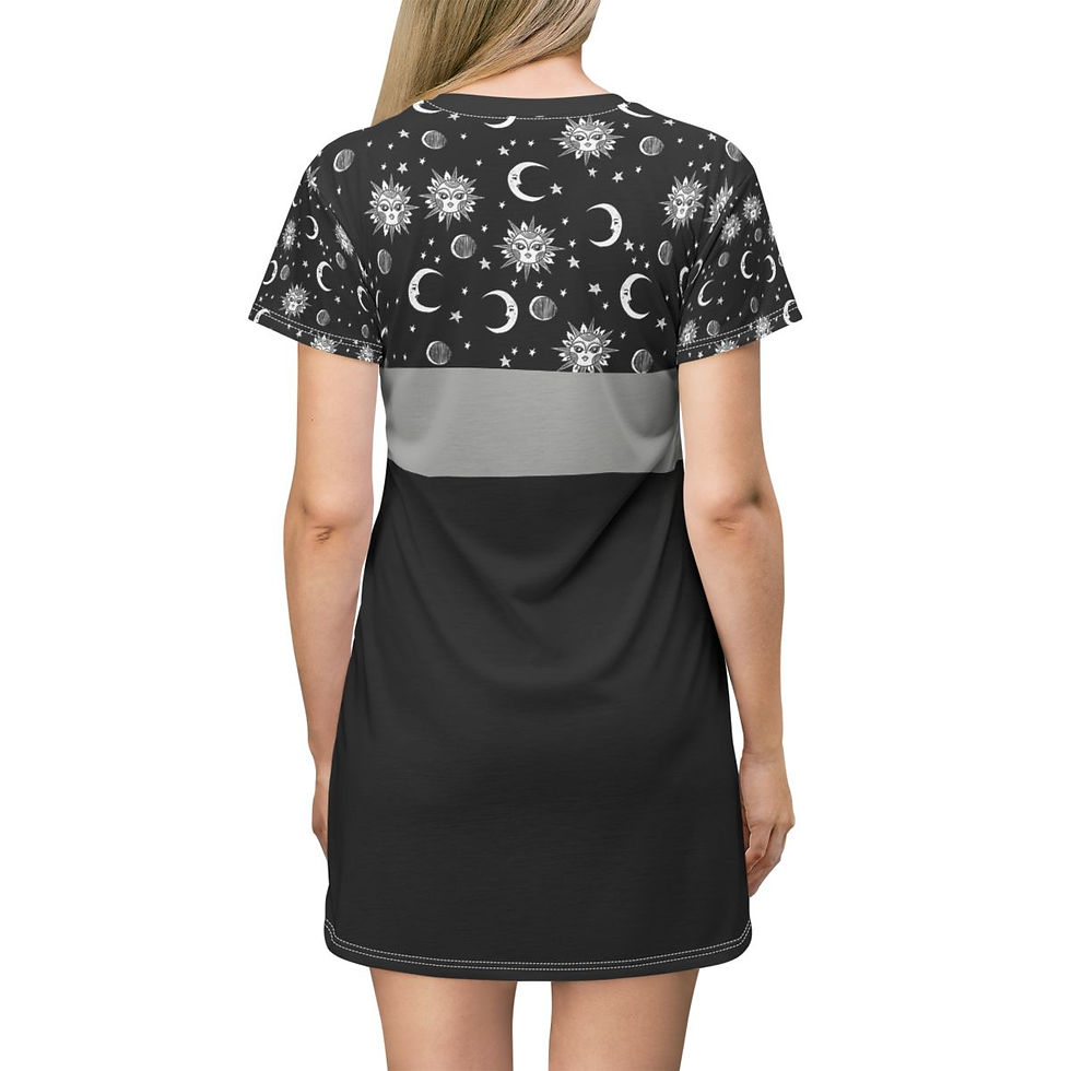 Thumbnail: Sun Moon Stars Print T-Shirt Dress