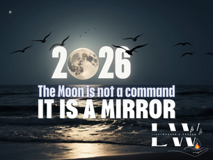 a cinematic and photo-realistic image of a glowing full moon over the ocean. Showing its reflection on the water, silhouettes of birds flying in the sky, and gentle waves in the water; Lightworkers Garden