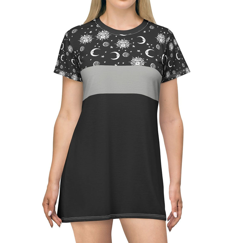 Thumbnail: Sun Moon Stars Print T-Shirt Dress