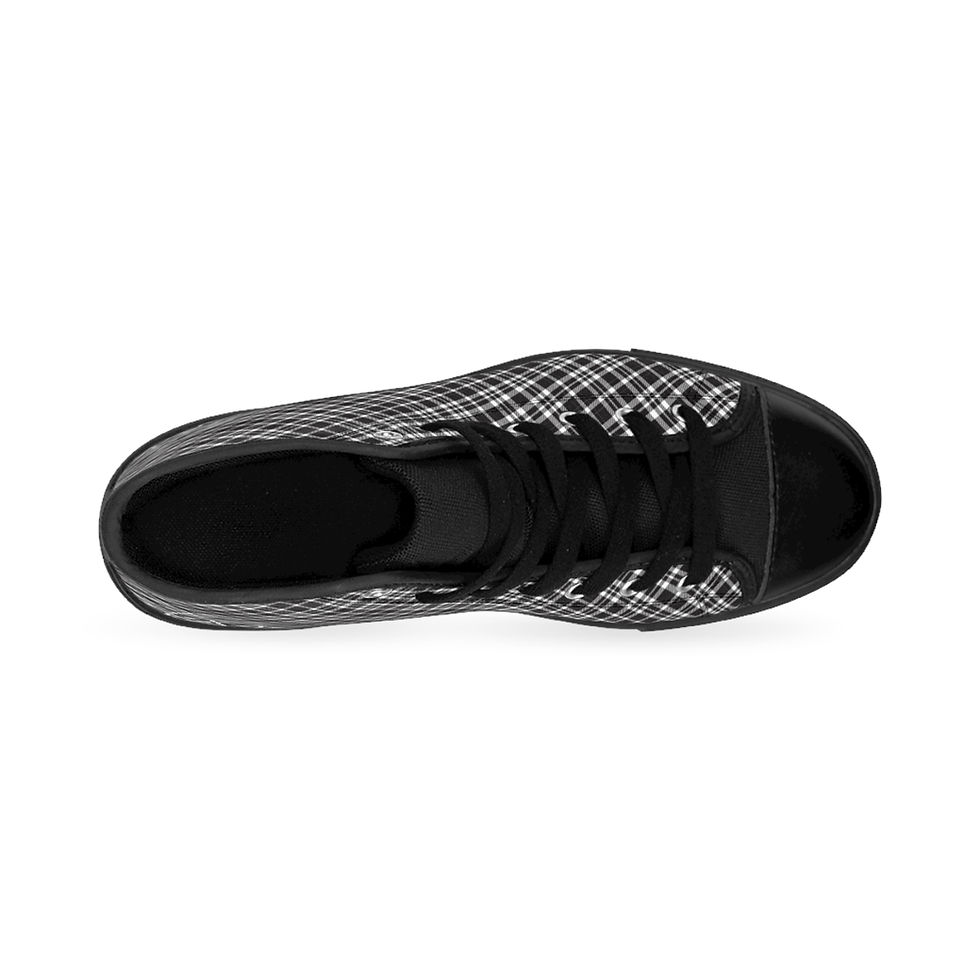 Thumbnail: Women's Black Plaid Pentagram High-top Sneakers