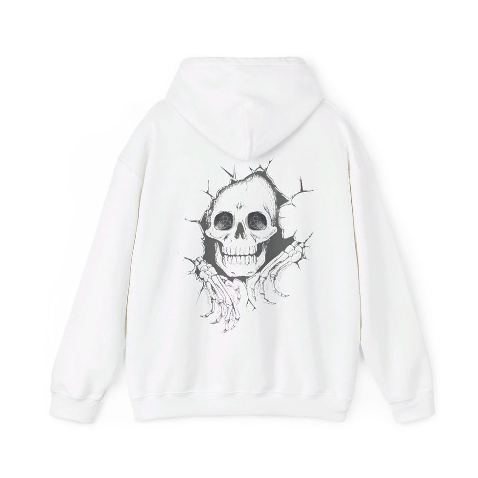 Thumbnail: Unisex Heavy Blend™ Hooded Skull w/ Triquetra Sweatshirt