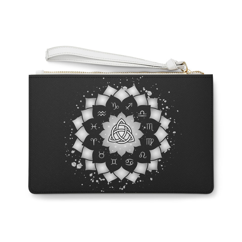 Thumbnail: Triquetra Astrology Zodiac Circle Vegan Leather Clutch Bag