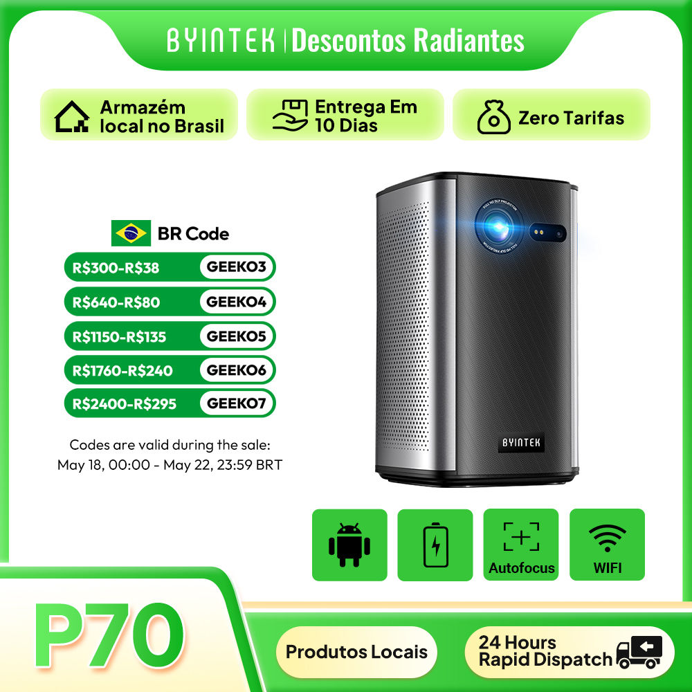 Byintek p70 projector 4k 1080p dlp mini portable projector home theater smart wi