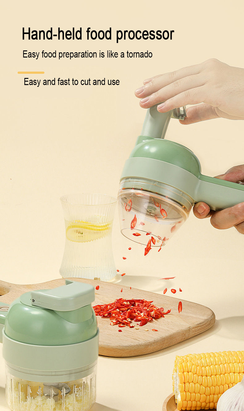 Miniatura: 4 in 1 elétrico food processor vegetable cutter garlic masher sem fio grinder h