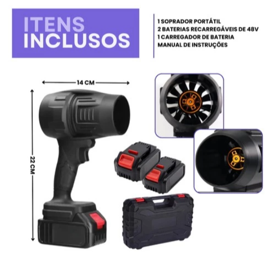 Miniatura: Portátil turbo blower usb recarroregável 2 batteries bivolt - neverdie store