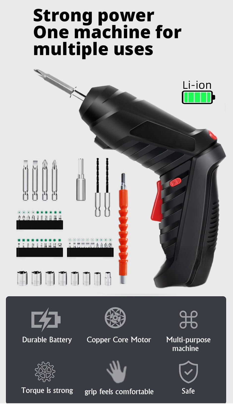 Miniatura: Portátil elétrico parafusadeira cordless 47 in 1 rotated 90 degrees