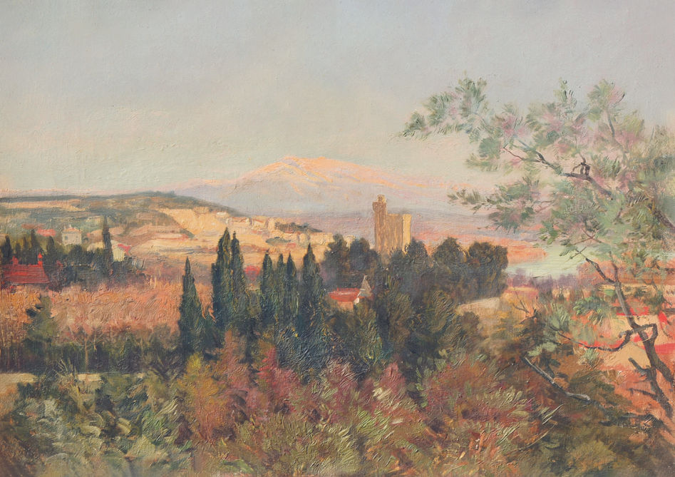 La Tour Philippe Le Bel derrière les cyprès