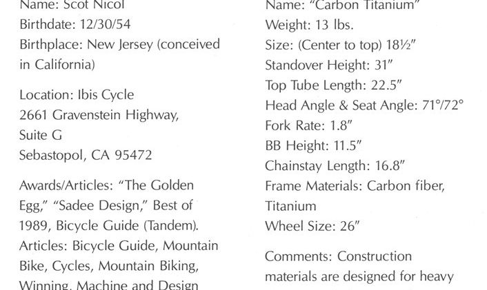 1988 Ibis Carbon Titanium Mountain Bike