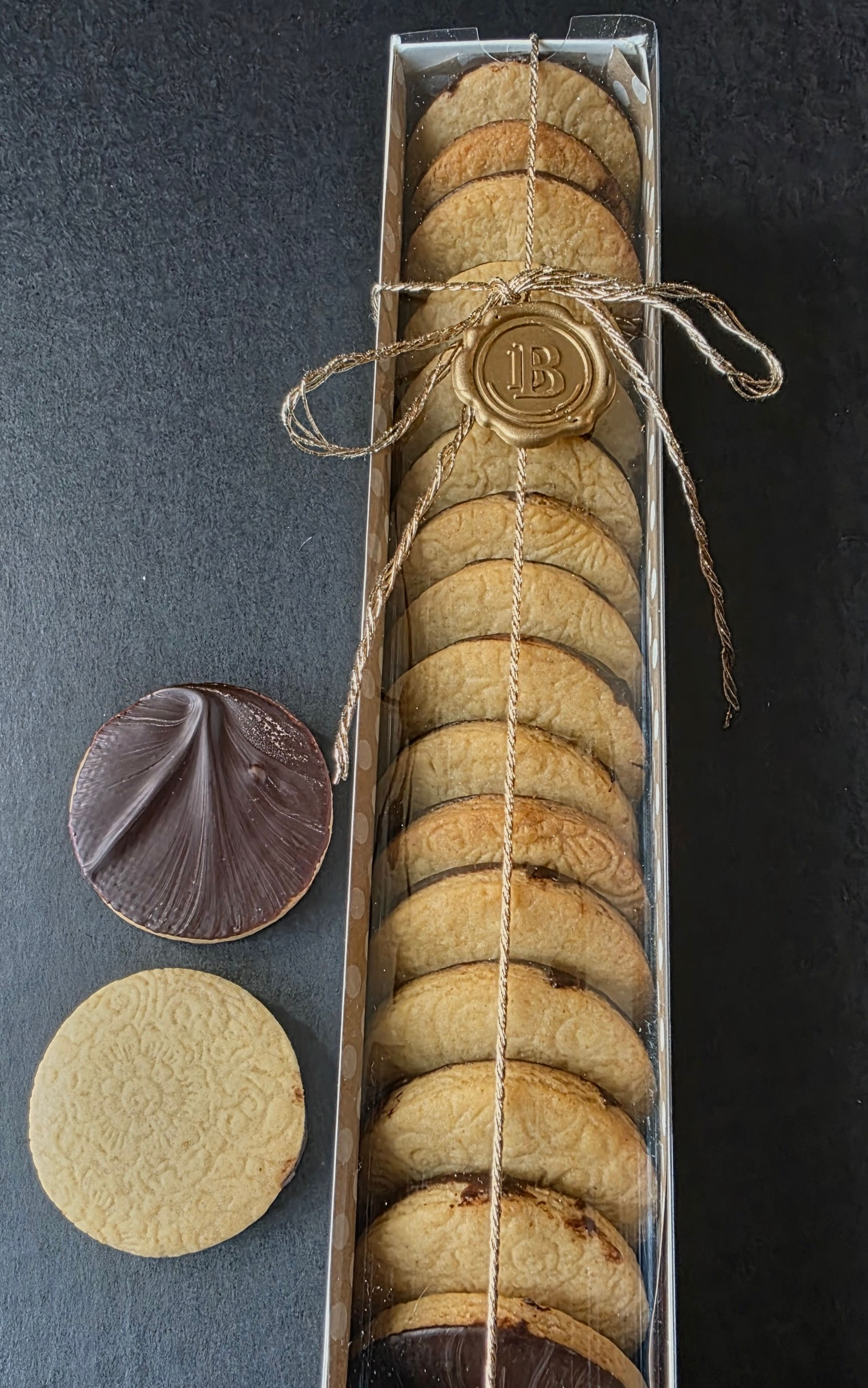 Shortbread cookies enrobed with chocolate