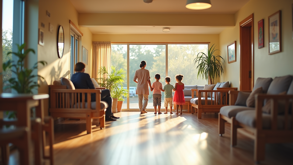High angle view of a welcoming community center where parents can meet