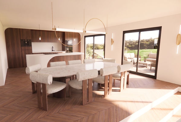 Rénovation complète d’une maison avec cuisine ouverte, salle à manger et mobilier sur mesure