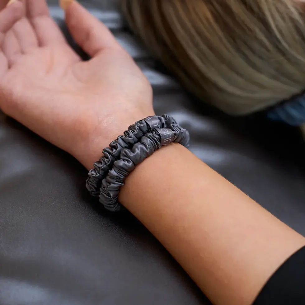 Thumbnail: Slim Silk Scrunchies - Graphite