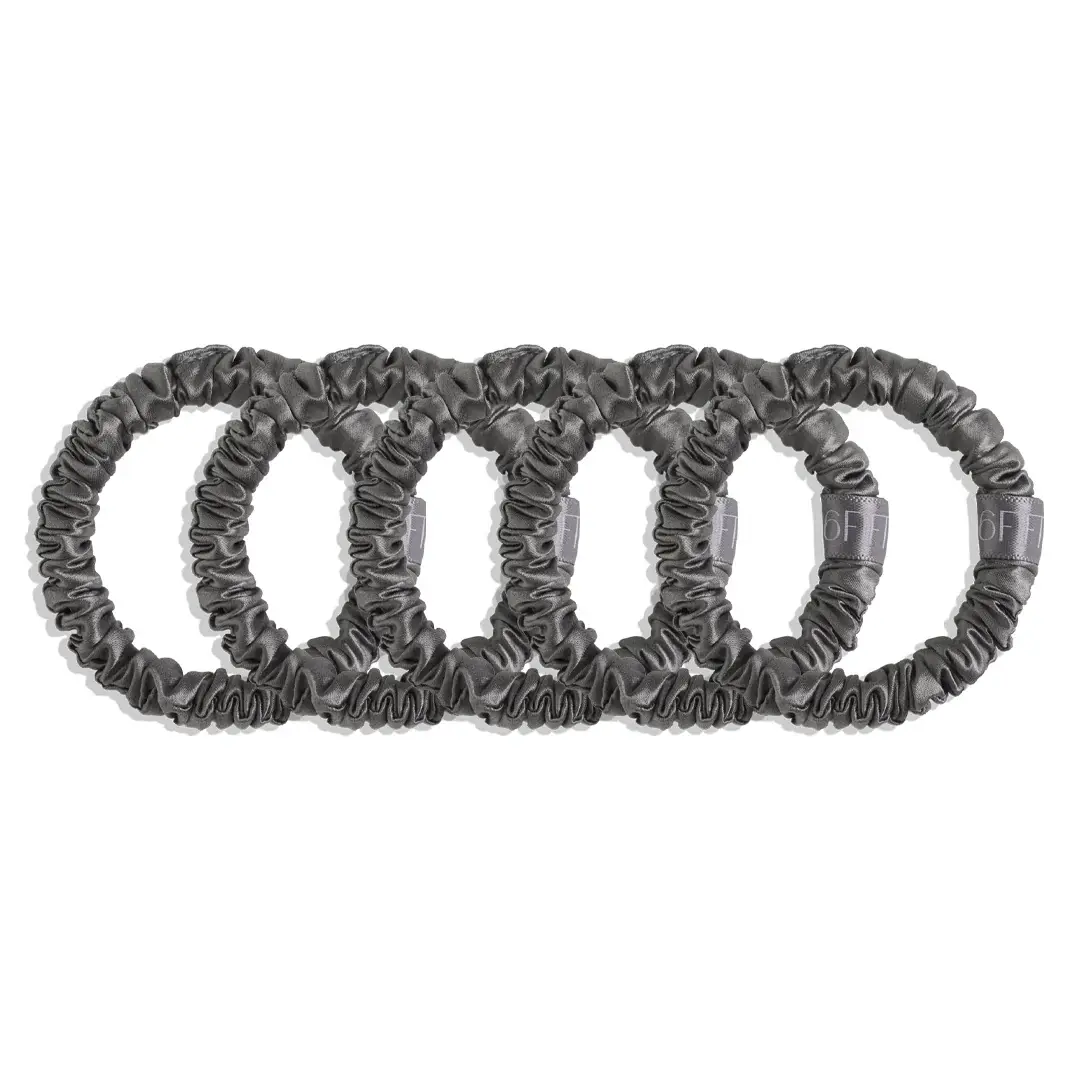 Slim Silk Scrunchies - Graphite