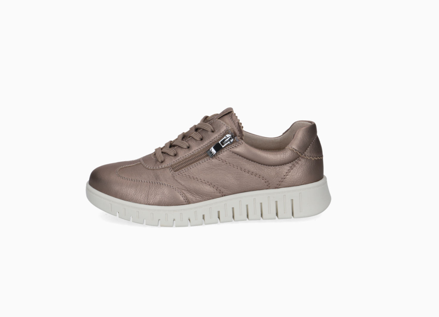 Caprice Hedda winterised sneaker in black leather side view.