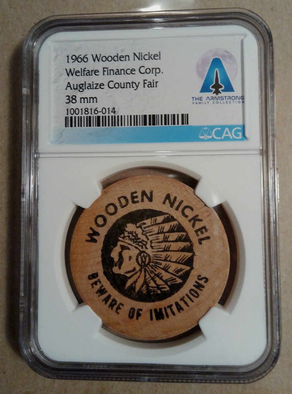 Neil Armstrong Owned Wooden Nickel
