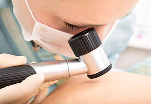 English speaking dermatologist inspecting patient's skin