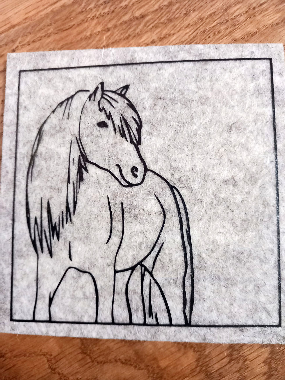 Miniaturbild: 4er Set Filzuntersetzer "Haflinger", beige