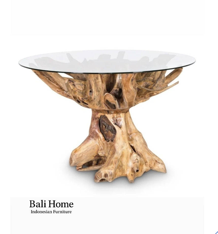 שולחן פינת אוכל שורש עץ טיק קוטר 1.10