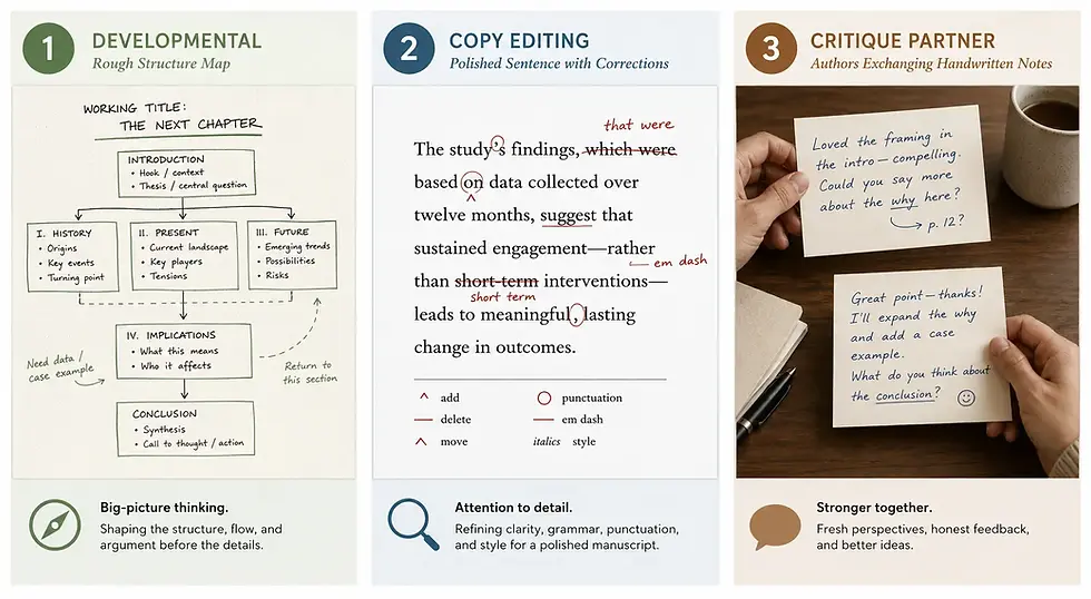 Developmental Editor vs Copy Editor vs Critique Partner