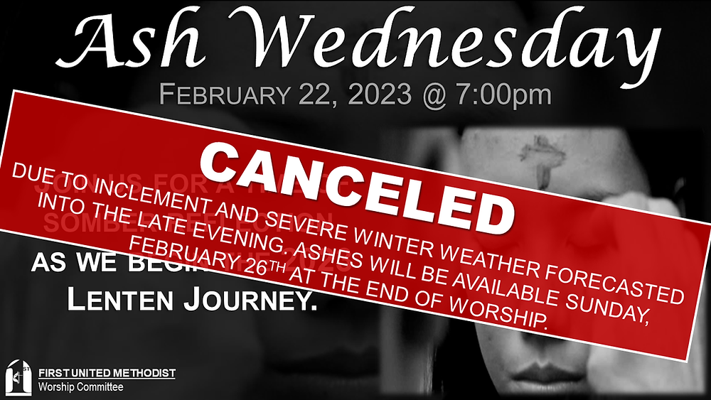CANCELING ASH WEDNESDAY SERVICE