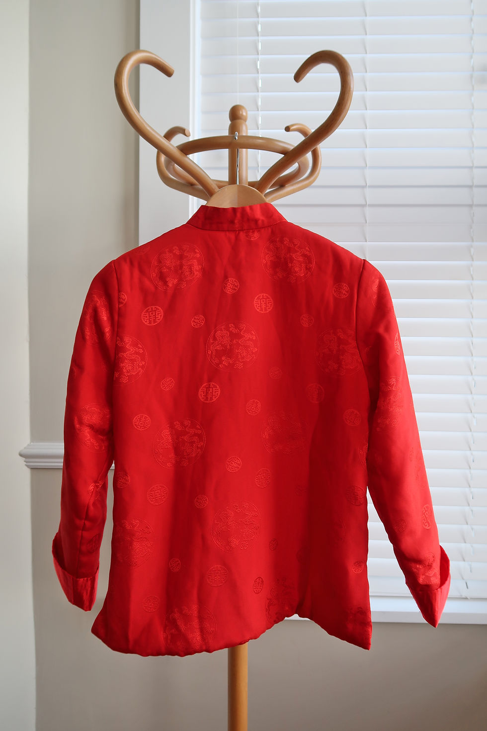 Thumbnail: Vintage chinese red padded jacket UK12.