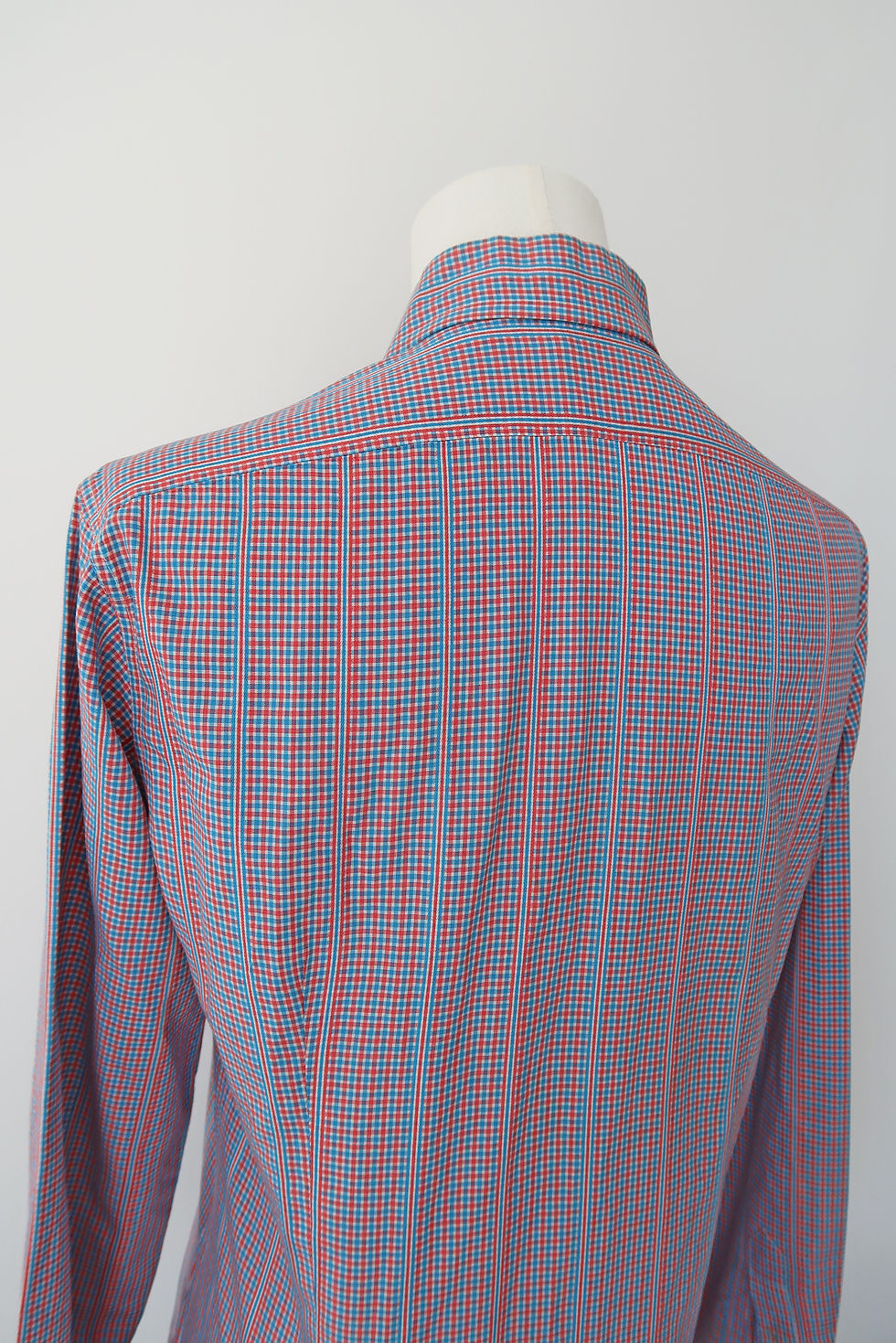 Thumbnail: 70's vintage check blue and red shirt with long sleeves. UK 10.