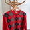 Thumbnail: Vintage argyle grunge knit jumper in red UK16.