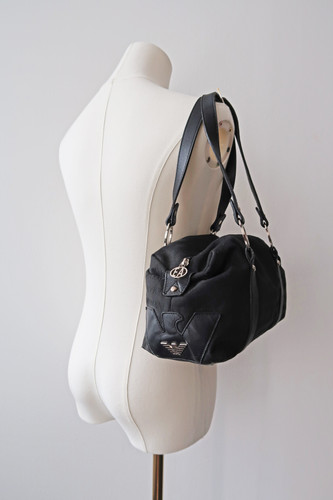 Vintage Y2K 'Emporio Armani' Black monogram shoulder bag. | Delve
