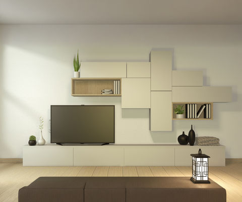 MAARCOM Modern Minimalist TV Wall Unit with Wall mounted cabinets
