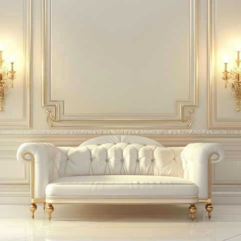 MAARCOM ClassicWhite 3 seater Wooden Sofa