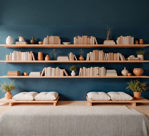 MAARCOM Classic Hanging Teakwood Book Shelves