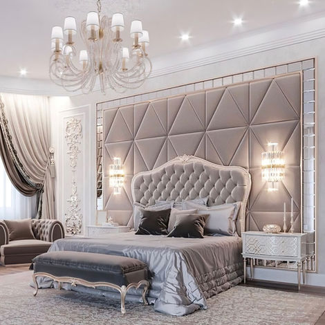 MAARCOM Romantic Button Upholstered King-sized Bed