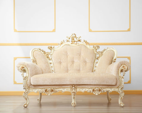 MAARCOM Luxury 2 seater Carved Wooden Sofa