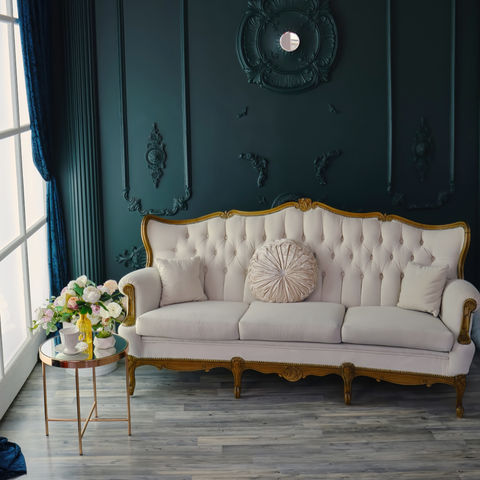 MAARCOM Walnut Beige 3 seater Sofa