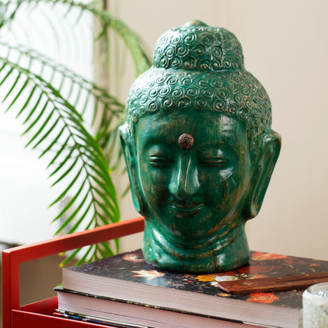 MAARCOM Marble Dust Resin Buddha Head Home Decor Handicraft