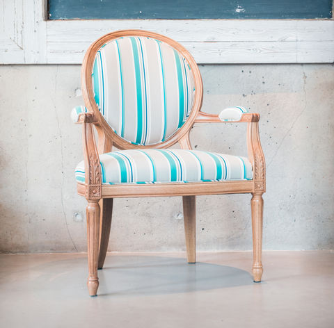 MAARCOM Teak Striped upholstered Dining Chair