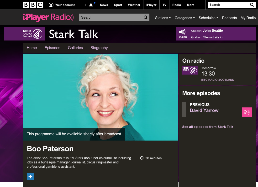 BBC Radio, Stark Talk interview