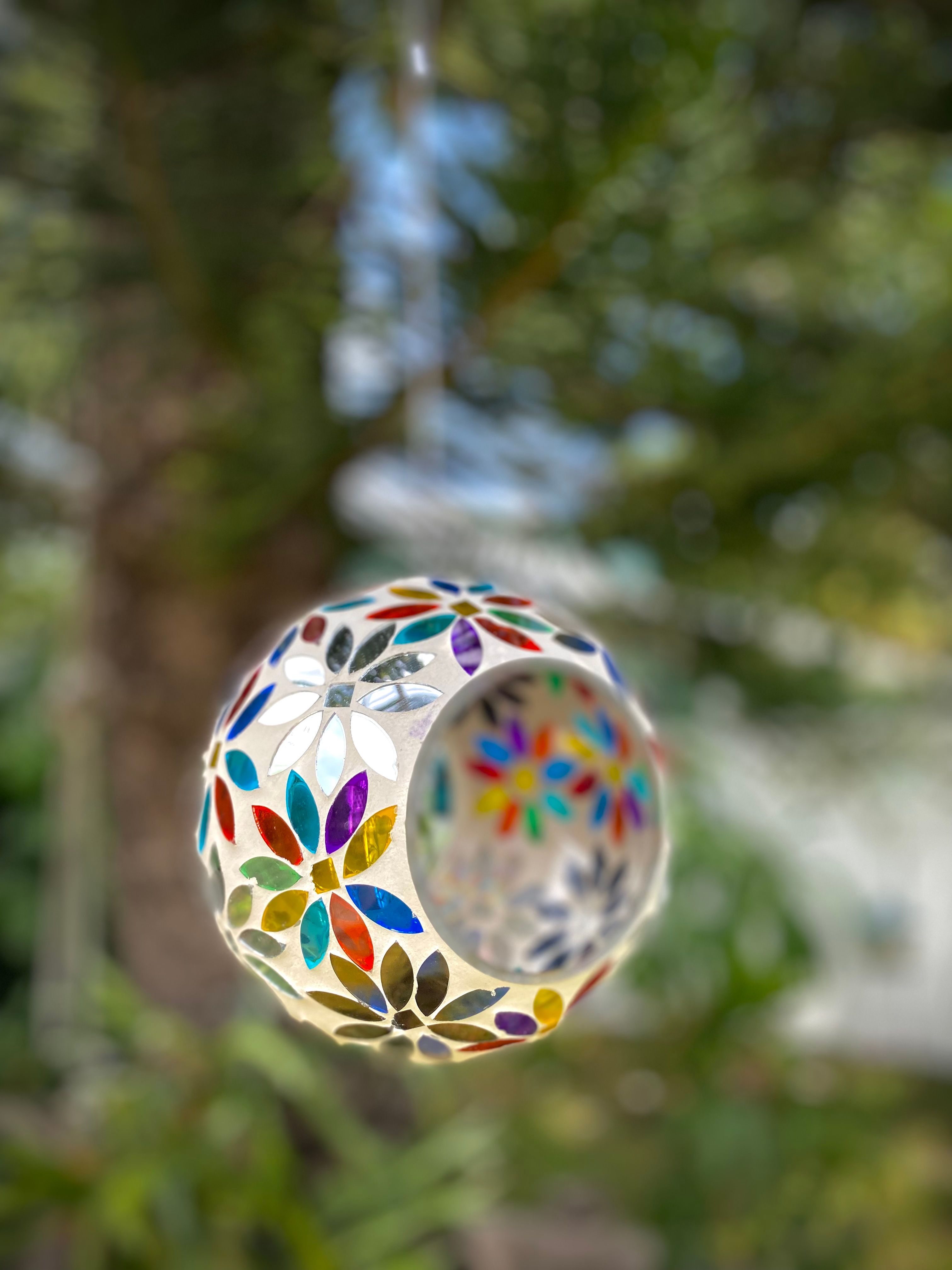 Flower Power Mosaic Fly-Through Bird Feeder