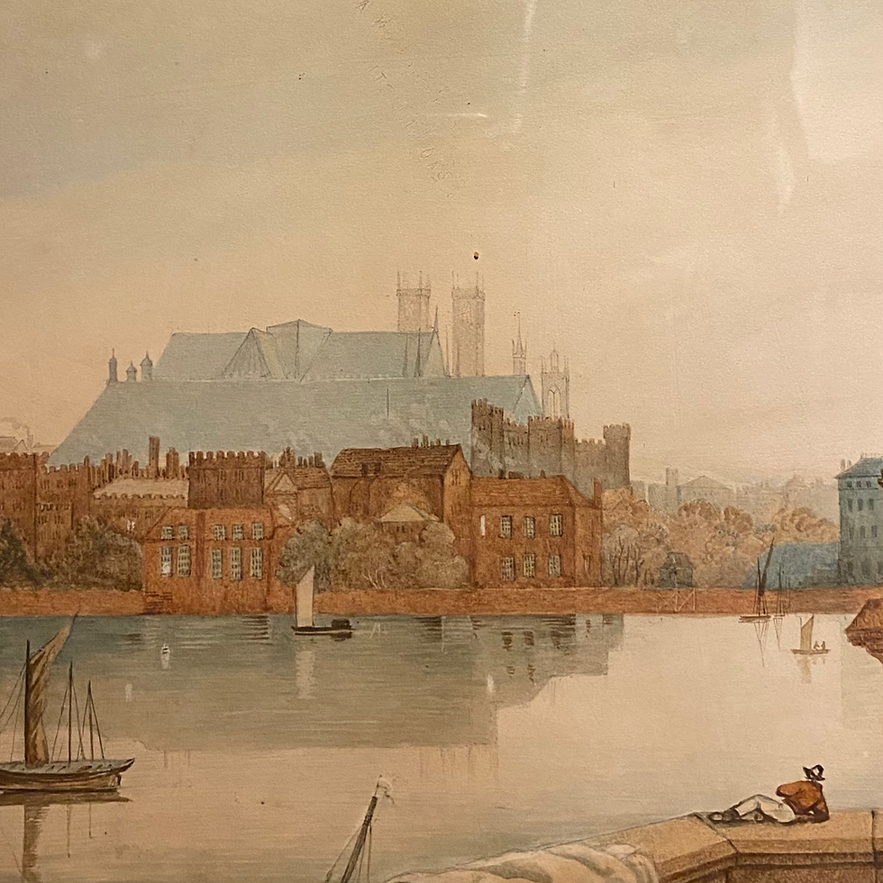 Thumbnail: A watercolour of Westminster bridge, pre Pugins Parliment, C.1830.