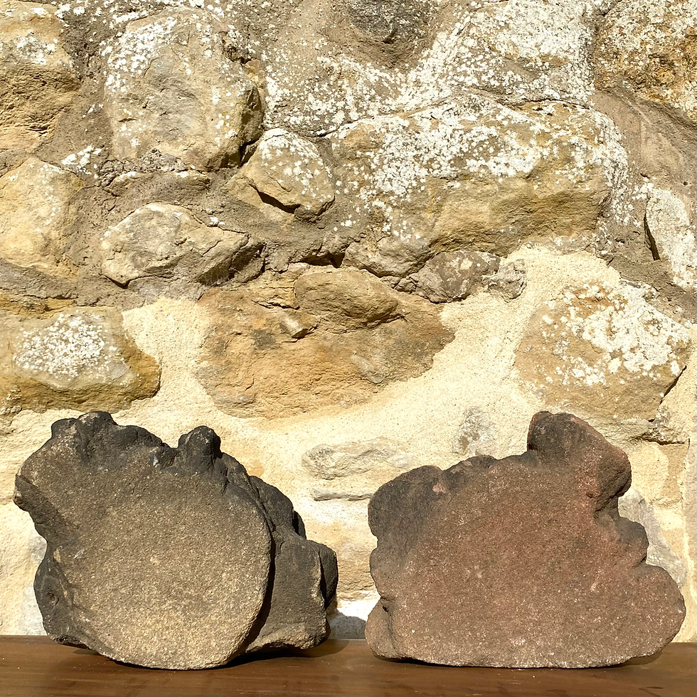 Thumbnail: Two weathered sandstone capitals, 16th-17th C. 