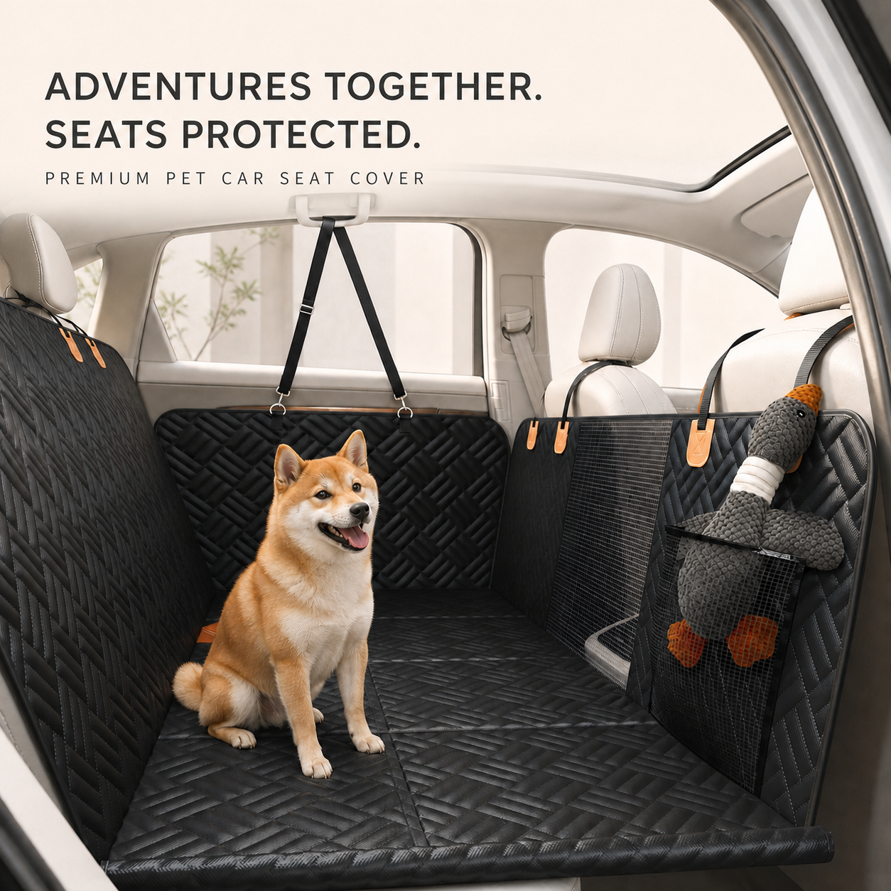 Hard Bottom Waterproof Dog Car Seat Cover & Travel Bed