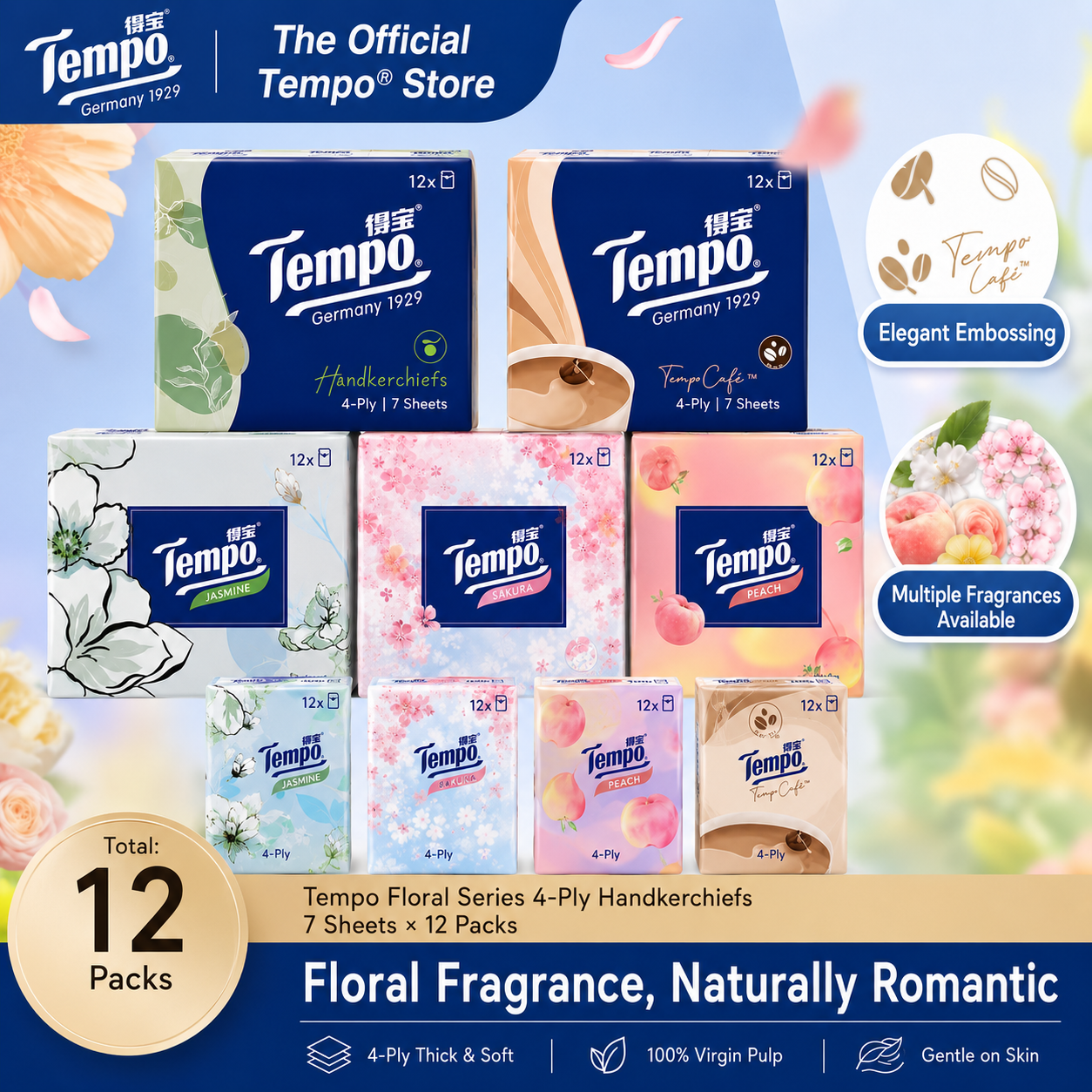 Tempo Premium 4-Ply Pocket Tissues (12-Pack)
