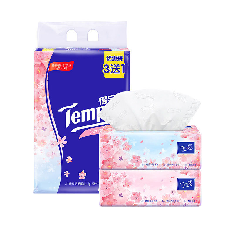 Thumbnail: Tempo Premium 4-Ply Scented Facial Tissues (Pack of 4)